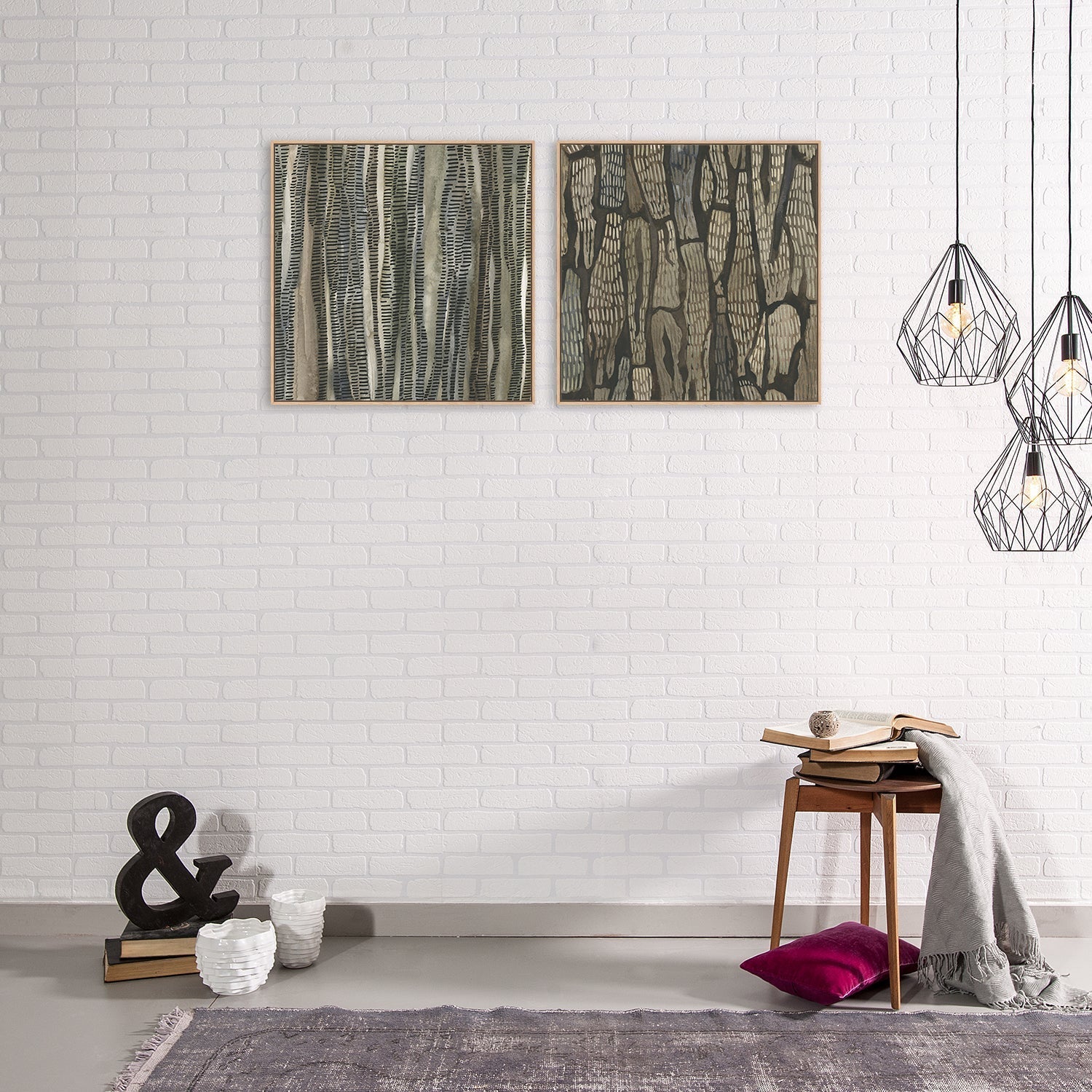 wall-art-print-canvas-poster-framed-Forest Pattern, Set Of 2-by-Emily Wood-Gioia Wall Art