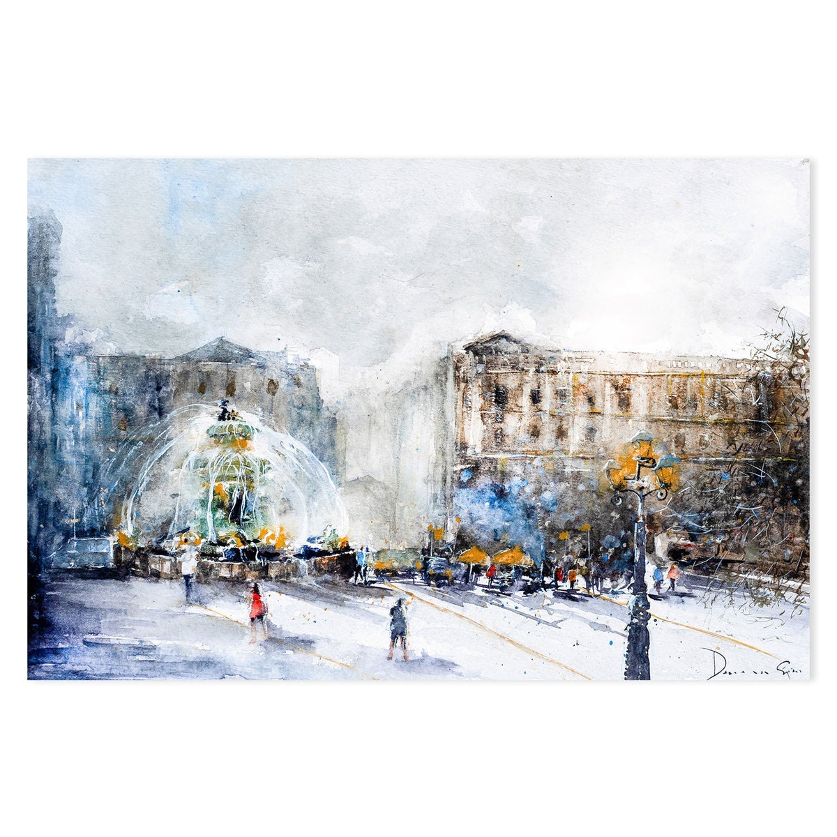 wall-art-print-canvas-poster-framed-Fountain Of Paris , By Lilou Online Fine Arts-GIOIA-WALL-ART