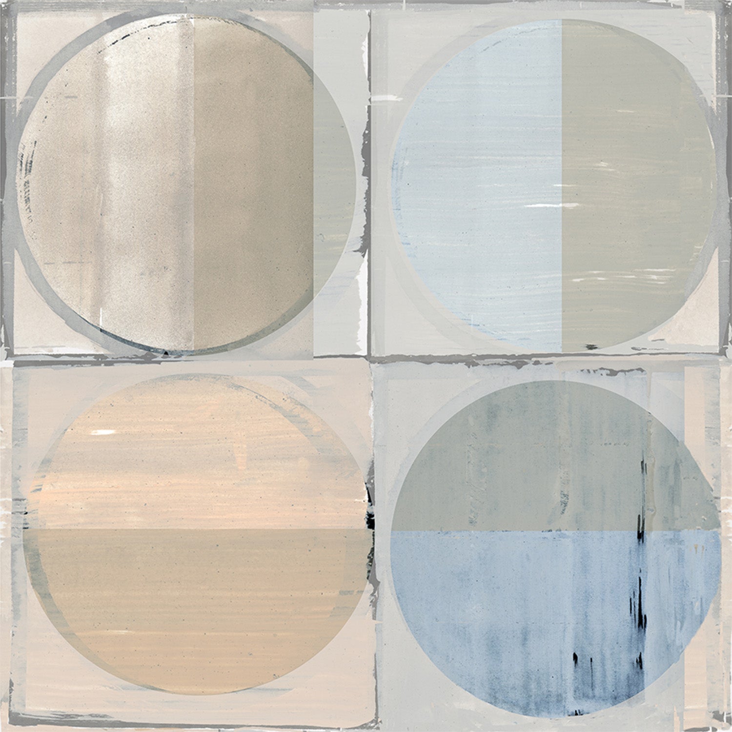 wall-art-print-canvas-poster-framed-Four Circles and Squares Art Print , Style A-1