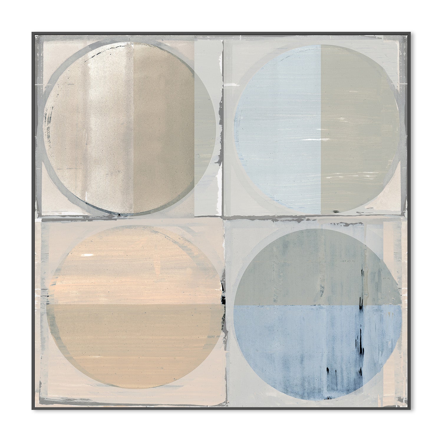 wall-art-print-canvas-poster-framed-Four Circles and Squares Art Print , Style A-3