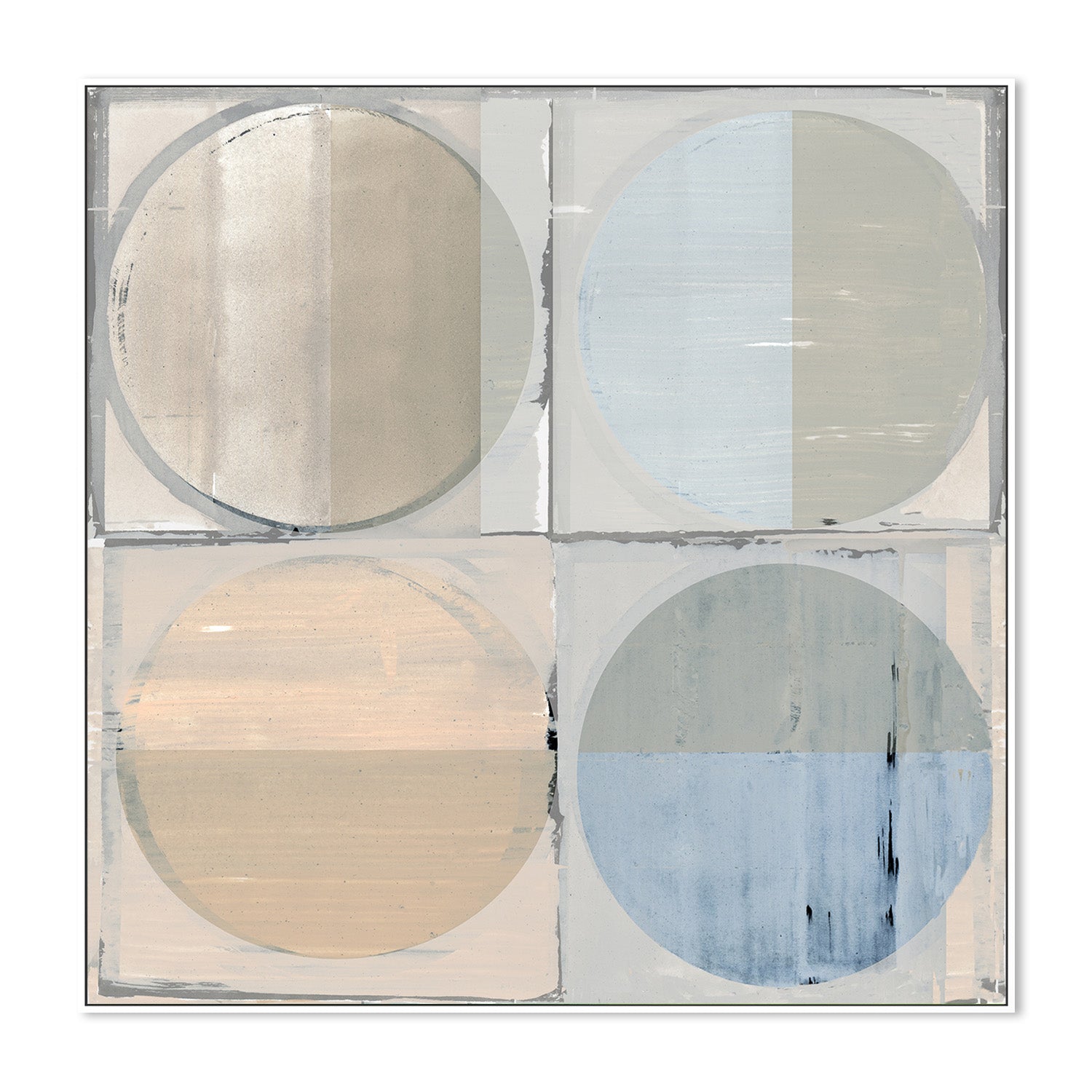 wall-art-print-canvas-poster-framed-Four Circles and Squares Art Print , Style A-5