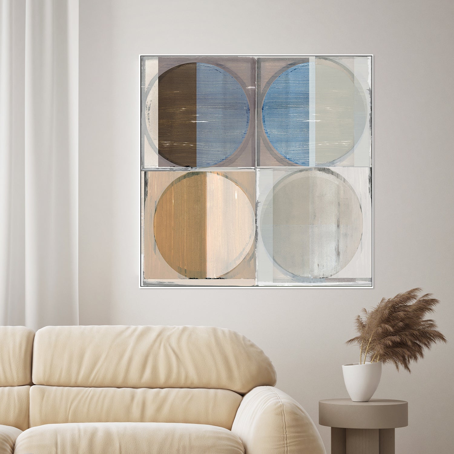 wall-art-print-canvas-poster-framed-Four Circles and Squares Art Print, Style B-2