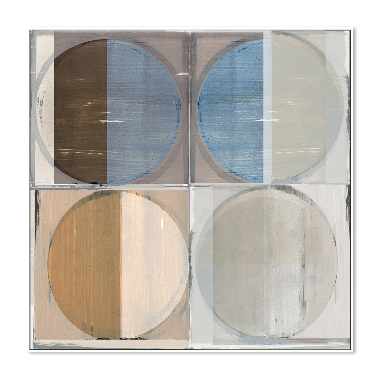 wall-art-print-canvas-poster-framed-Four Circles and Squares Art Print, Style B-5