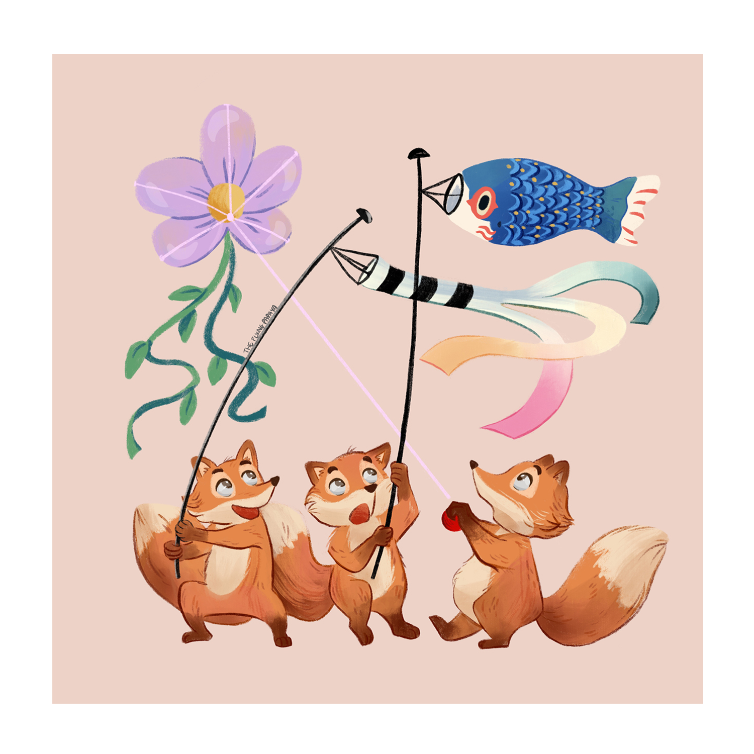 wall-art-print-canvas-poster-framed-Fox And Kites , By The Flying Papaya-1
