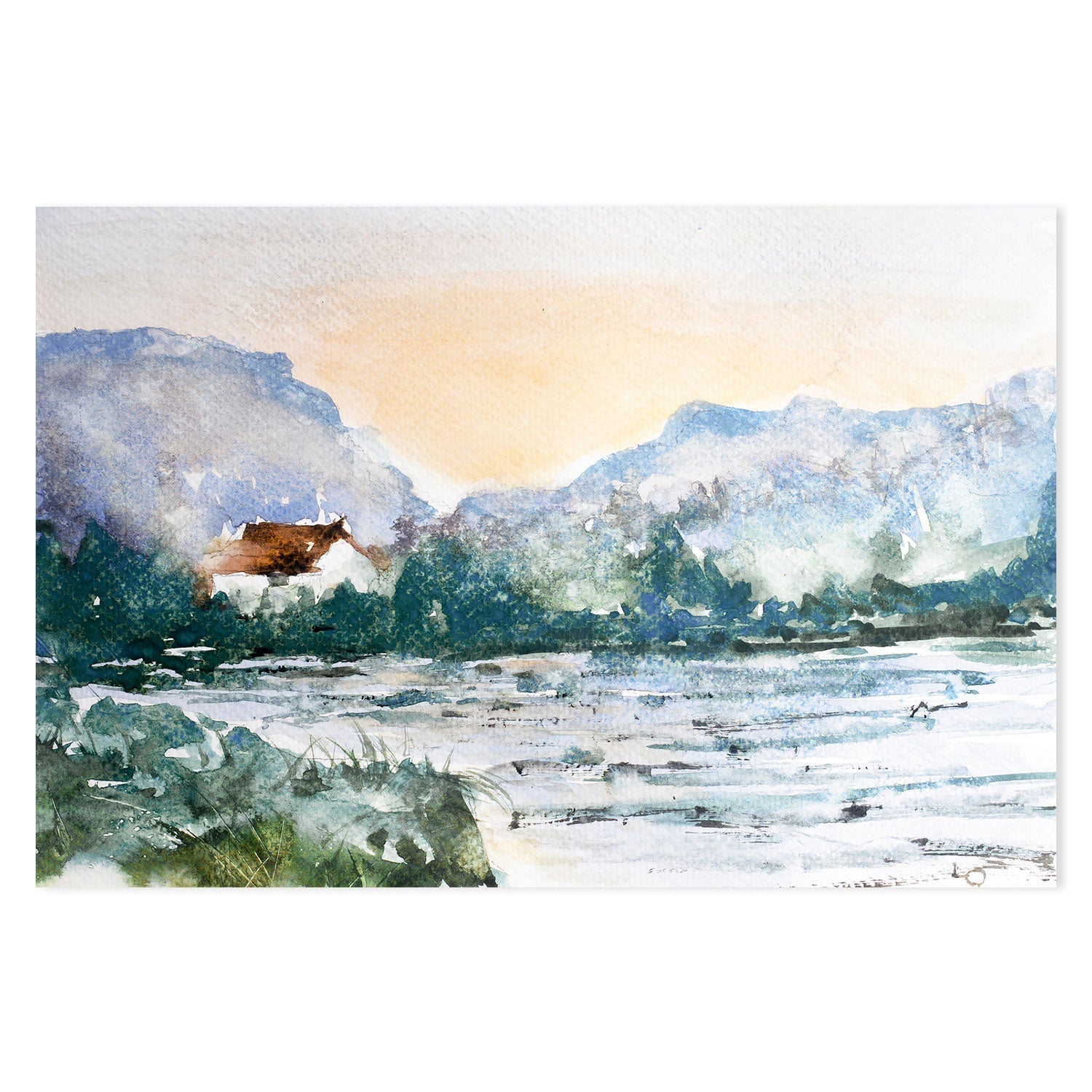 wall-art-print-canvas-poster-framed-French Mountain Landscape-by-Lilou Online Fine Arts-Gioia Wall Art