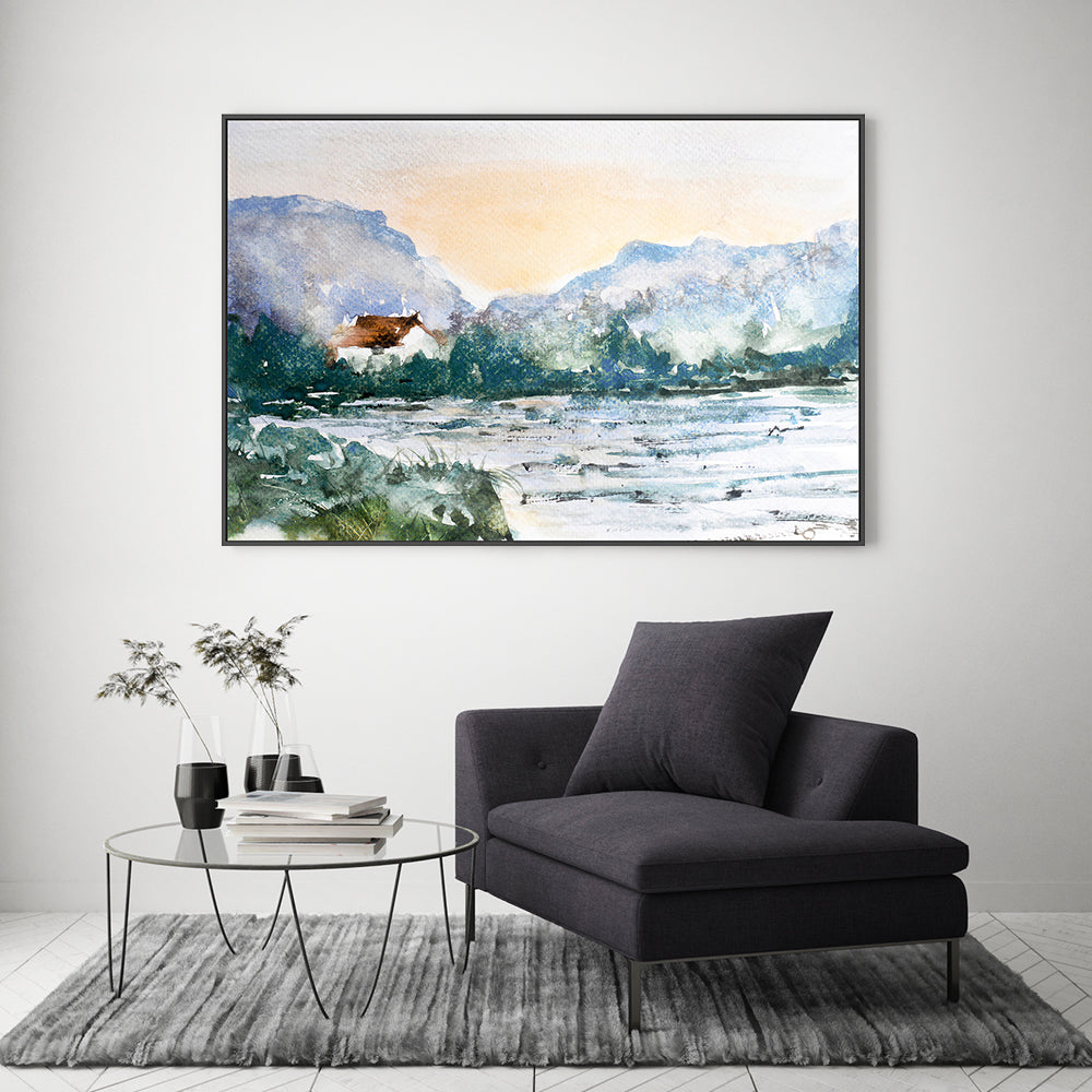 wall-art-print-canvas-poster-framed-French Mountain Landscape-by-Lilou Online Fine Arts-Gioia Wall Art
