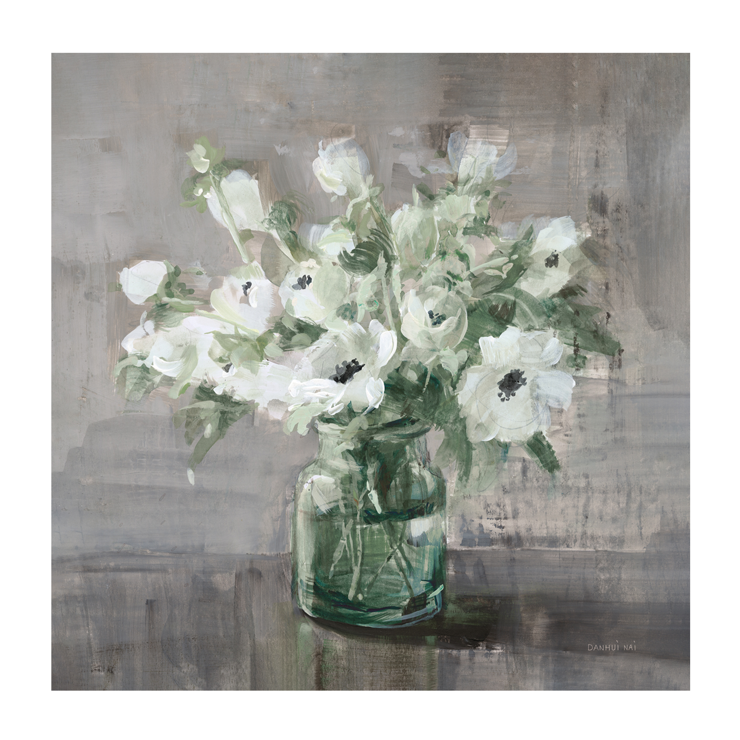 wall-art-print-canvas-poster-framed-Fresh Anemones Sage Border , By Danhui Nai-1