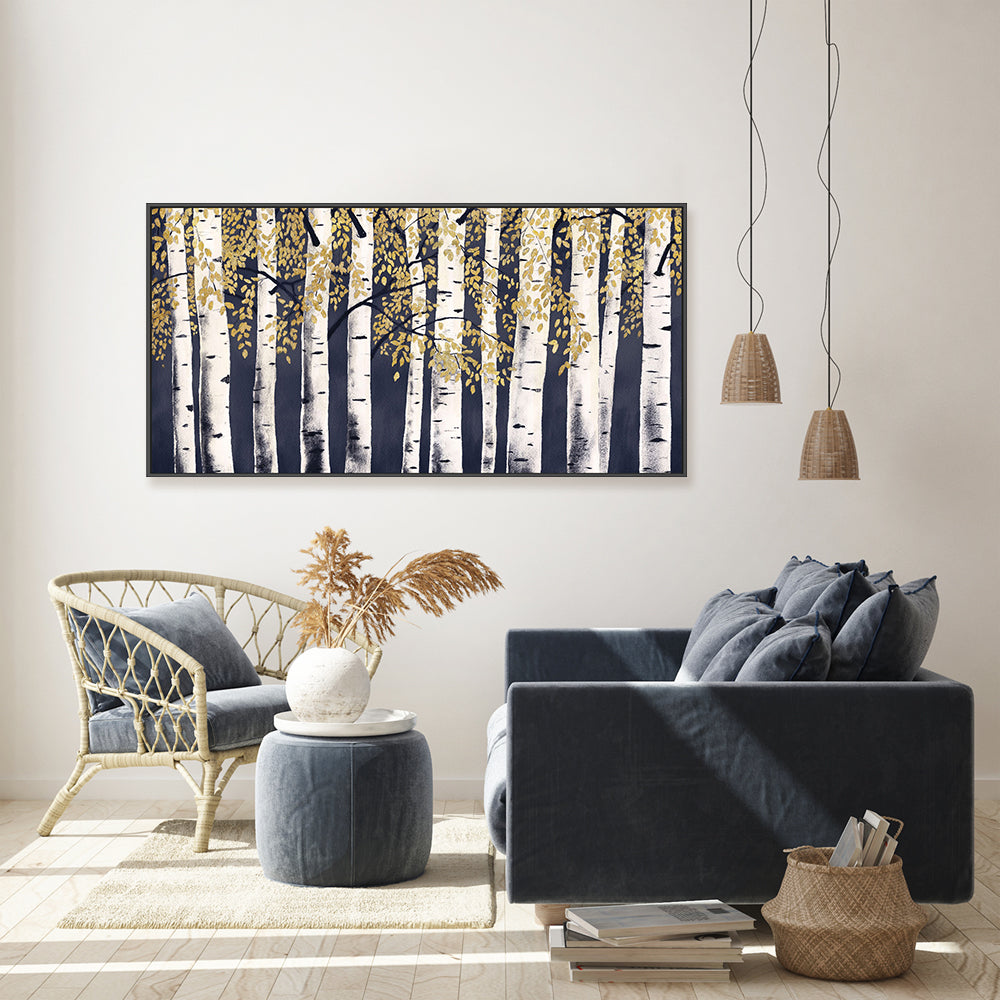 wall-art-print-canvas-poster-framed-Fresh Forest Indigo Gold, Style A-by-James Wiens-Gioia Wall Art
