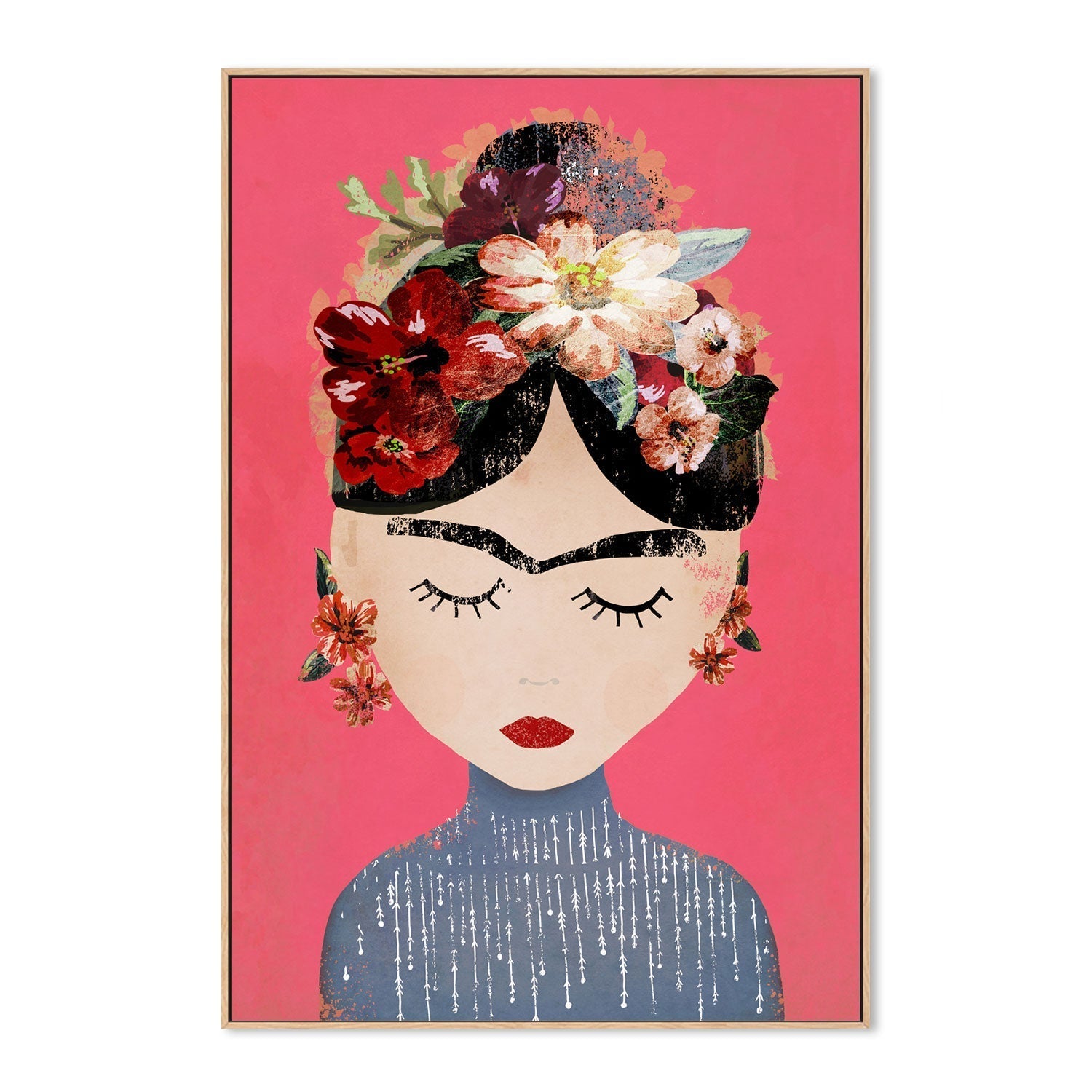 wall-art-print-canvas-poster-framed-Frida, Pink Version , By Treechild-GIOIA-WALL-ART