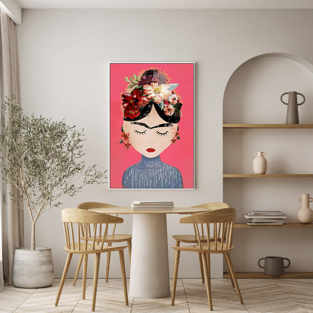 wall-art-print-canvas-poster-framed-Frida, Pink Version , By Treechild-GIOIA-WALL-ART