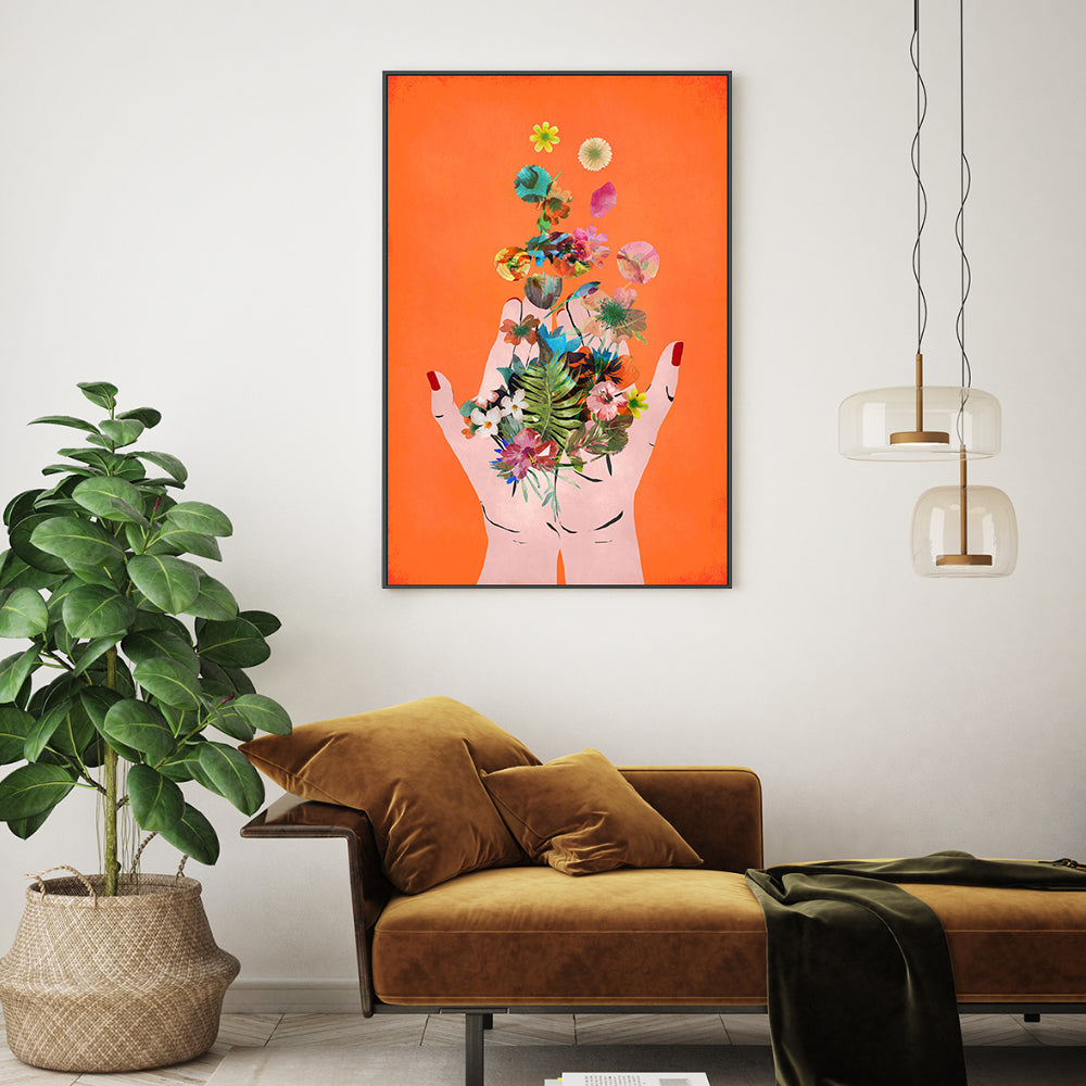 wall-art-print-canvas-poster-framed-Frida's Hand, Orange Version , By Treechild-GIOIA-WALL-ART