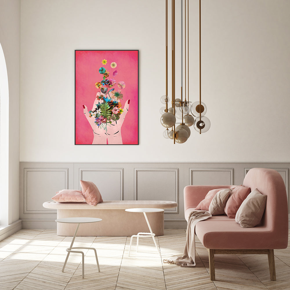 wall-art-print-canvas-poster-framed-Frida's Hand, Pink Version , By Treechild-GIOIA-WALL-ART
