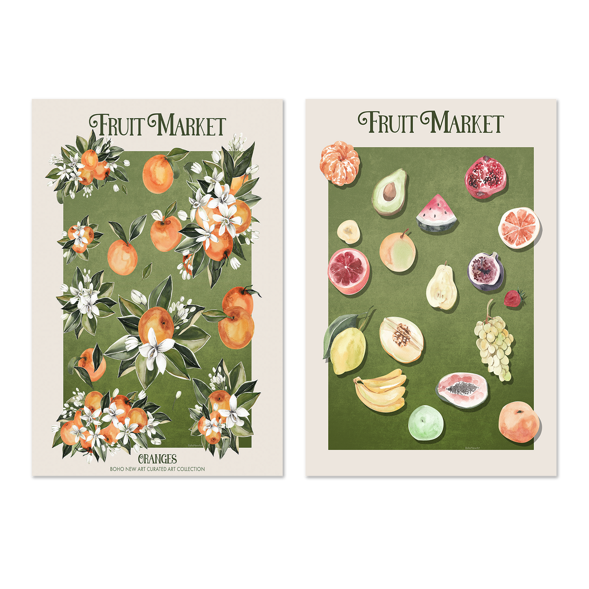 wall-art-print-canvas-poster-framed-Fruit Market Posters, Set Of 2 , By Emel Tunaboylu-GIOIA-WALL-ART