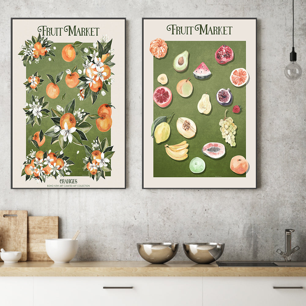 wall-art-print-canvas-poster-framed-Fruit Market Posters, Set Of 2 , By Emel Tunaboylu-GIOIA-WALL-ART
