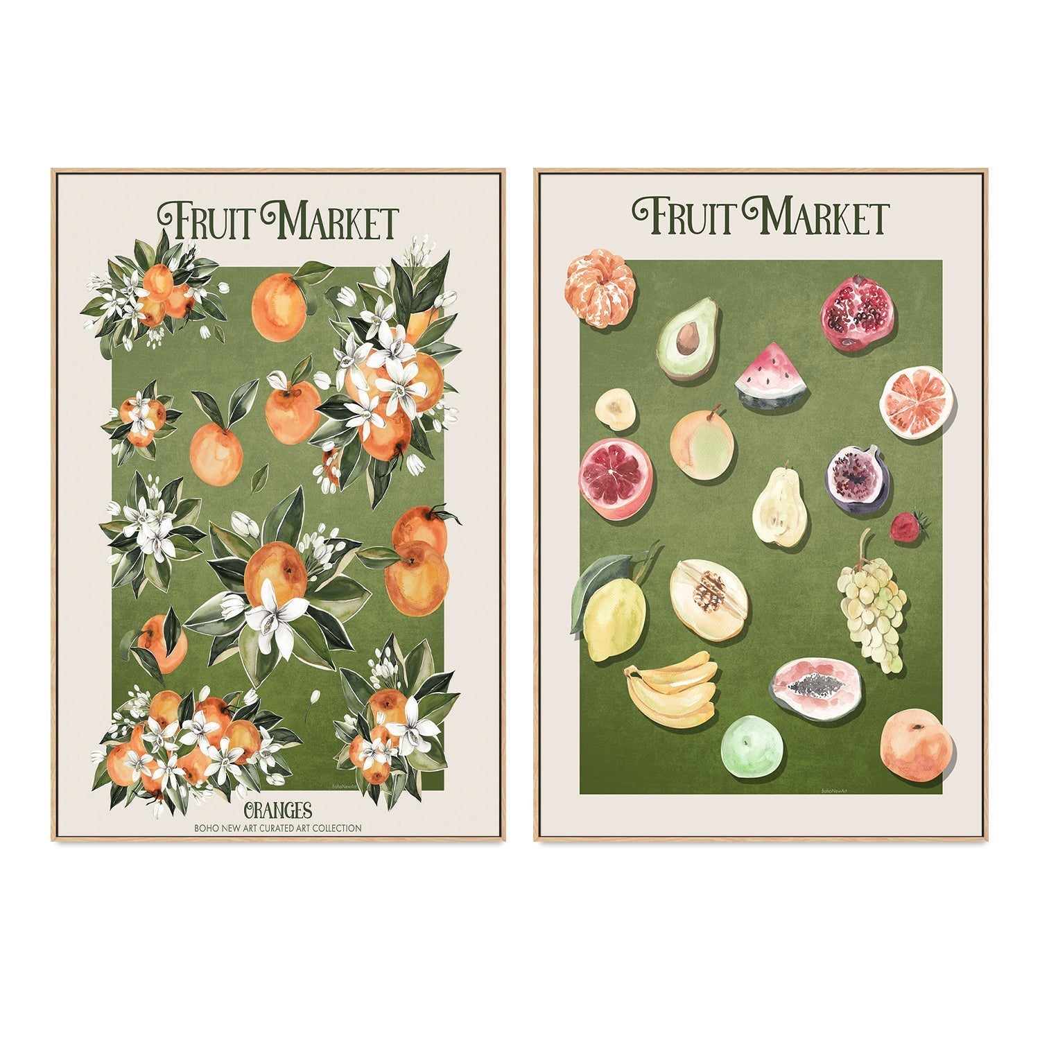 wall-art-print-canvas-poster-framed-Fruit Market Posters, Set Of 2 , By Emel Tunaboylu-GIOIA-WALL-ART