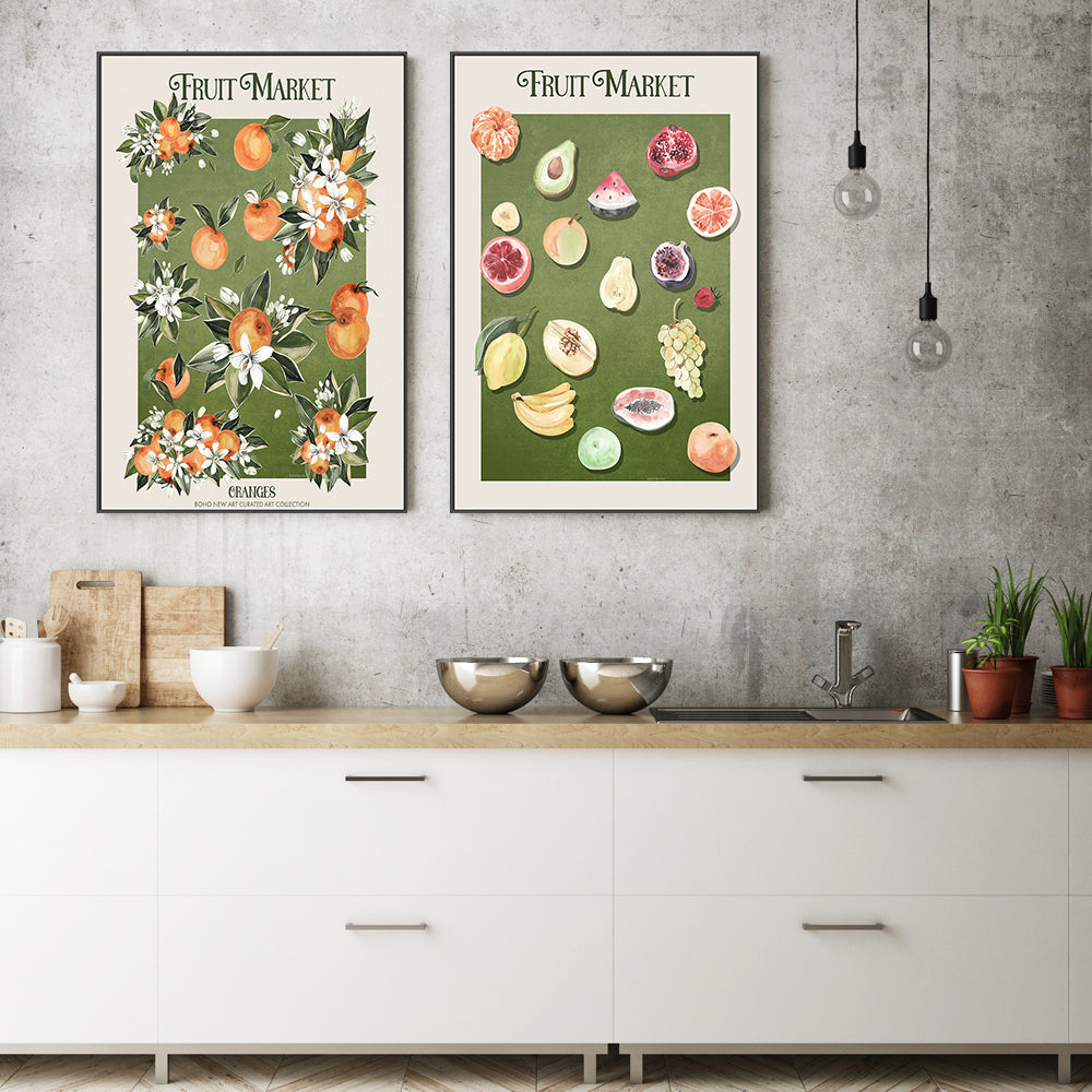 wall-art-print-canvas-poster-framed-Fruit Market Posters, Set Of 2 , By Emel Tunaboylu-GIOIA-WALL-ART