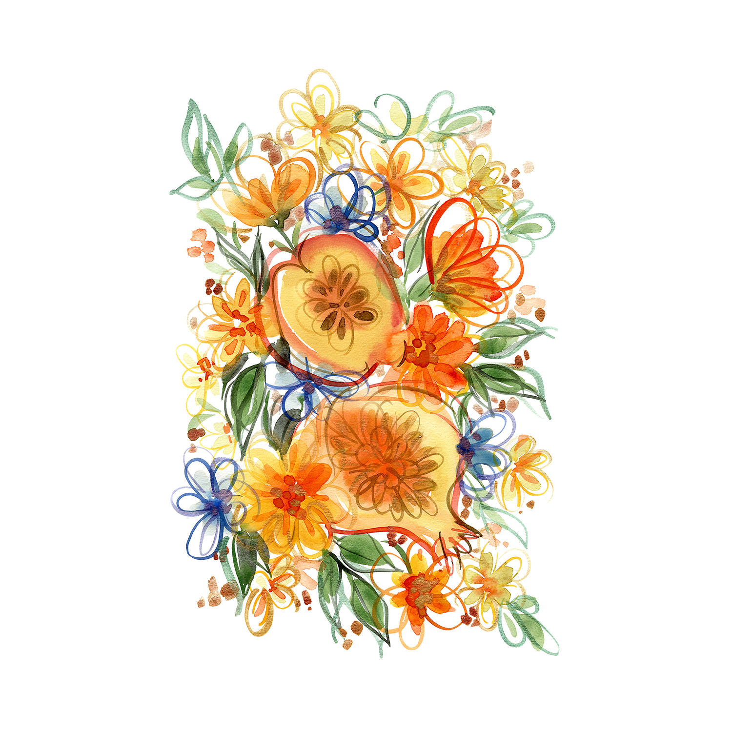 wall-art-print-canvas-poster-framed-Fruit Watercolour , By Jessie Mitchelson-1