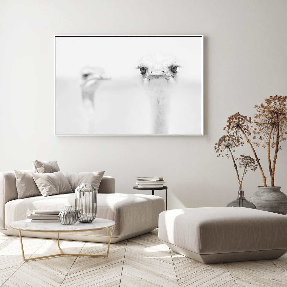 wall-art-print-canvas-poster-framed-Funny Ostrich, by Carlo Tonti-by-Plus X Studio-Gioia Wall Art