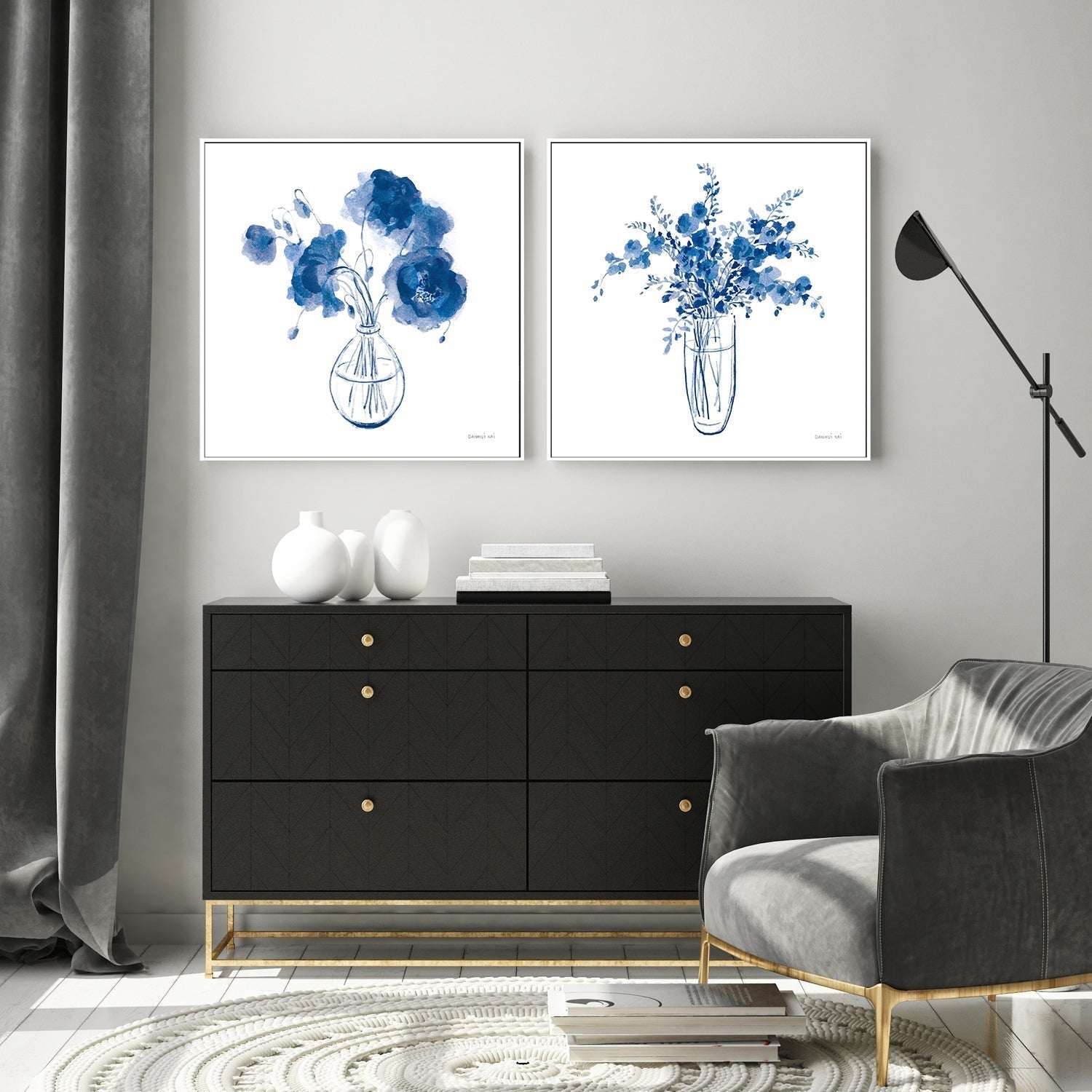 wall-art-print-canvas-poster-framed-Garden Cuttings, Set of 2-by-Danhui Nai-Gioia Wall Art