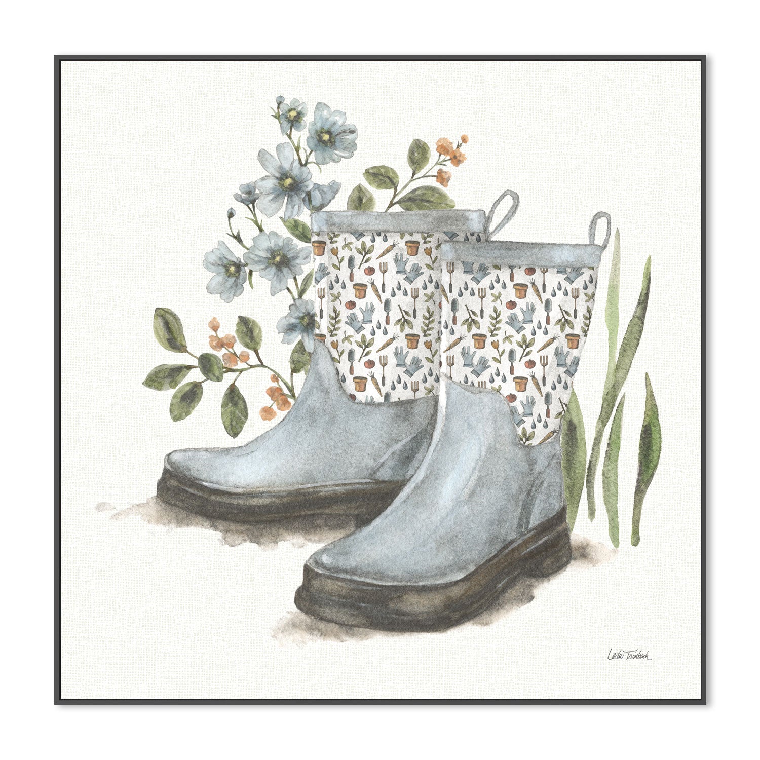 wall-art-print-canvas-poster-framed-Garden Patch Blue, Style B , By Leslie Trimbach-3