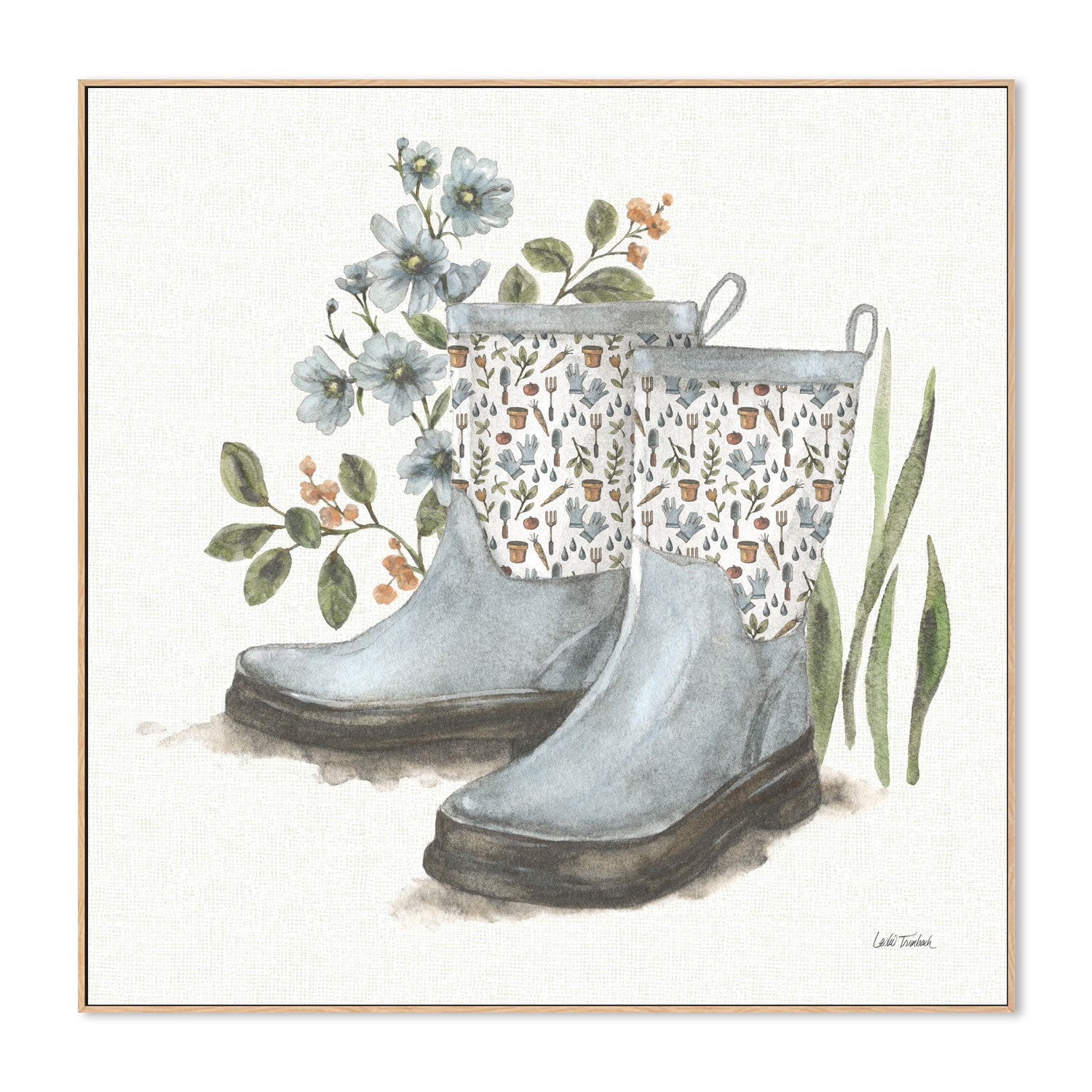 wall-art-print-canvas-poster-framed-Garden Patch Blue, Style B , By Leslie Trimbach-4