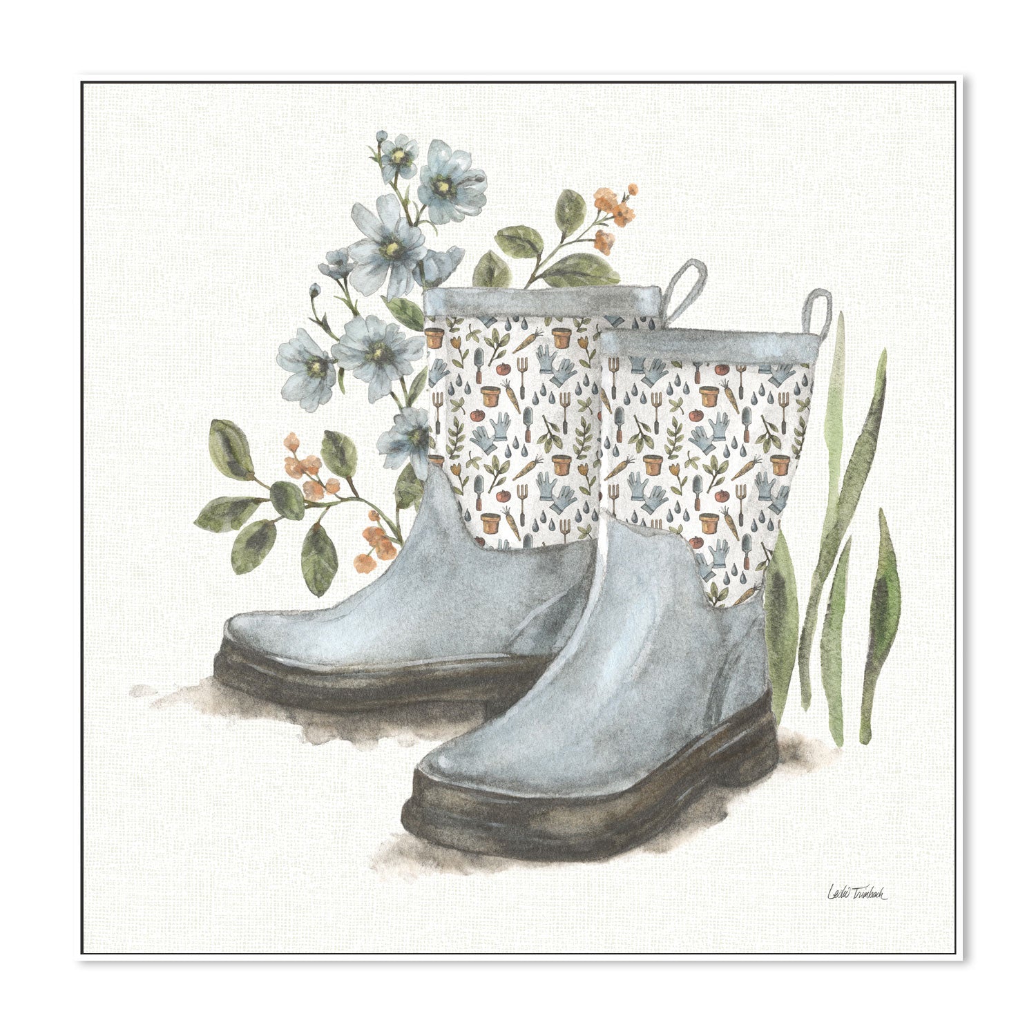 wall-art-print-canvas-poster-framed-Garden Patch Blue, Style B , By Leslie Trimbach-5