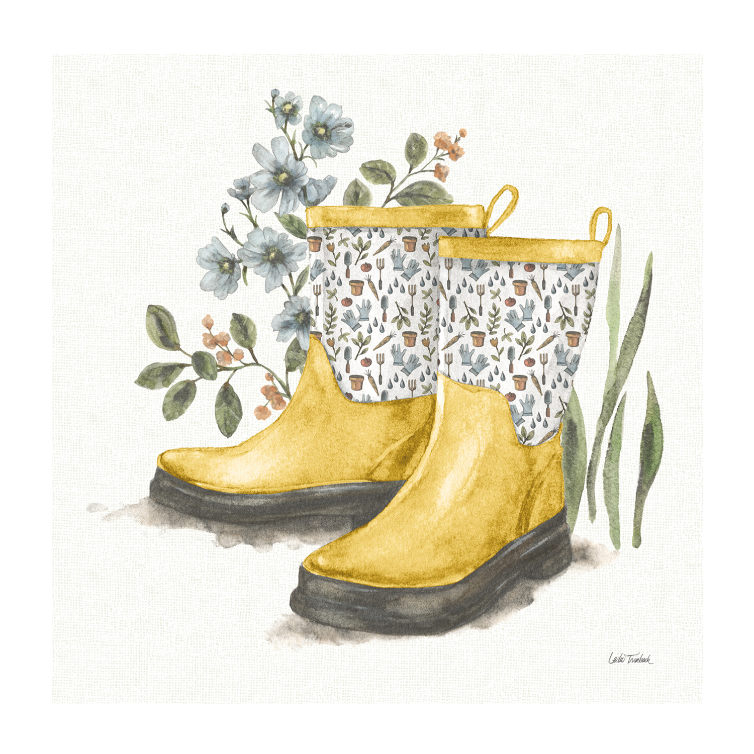 wall-art-print-canvas-poster-framed-Garden Patch Yellow, Style B , By Leslie Trimbach-1