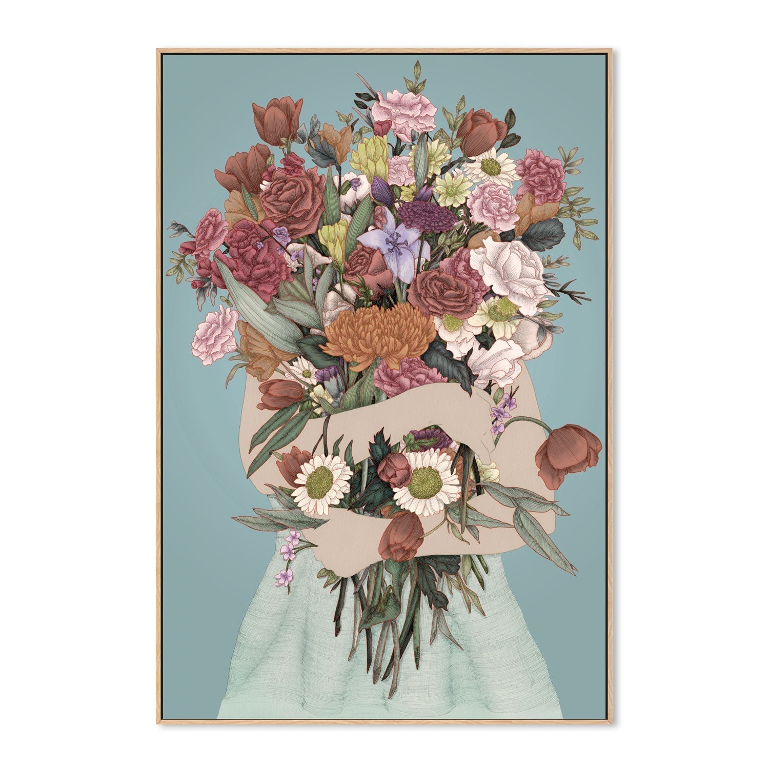 wall-art-print-canvas-poster-framed-Gathering a Garden Teal Large-4