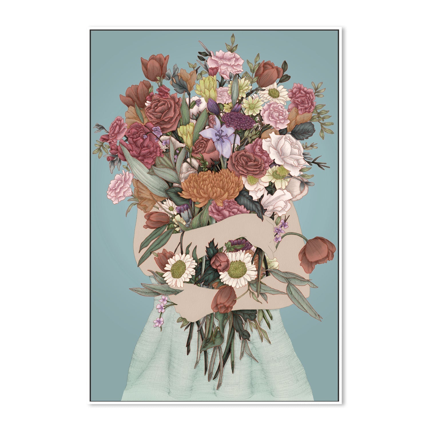 wall-art-print-canvas-poster-framed-Gathering a Garden Teal Large-5