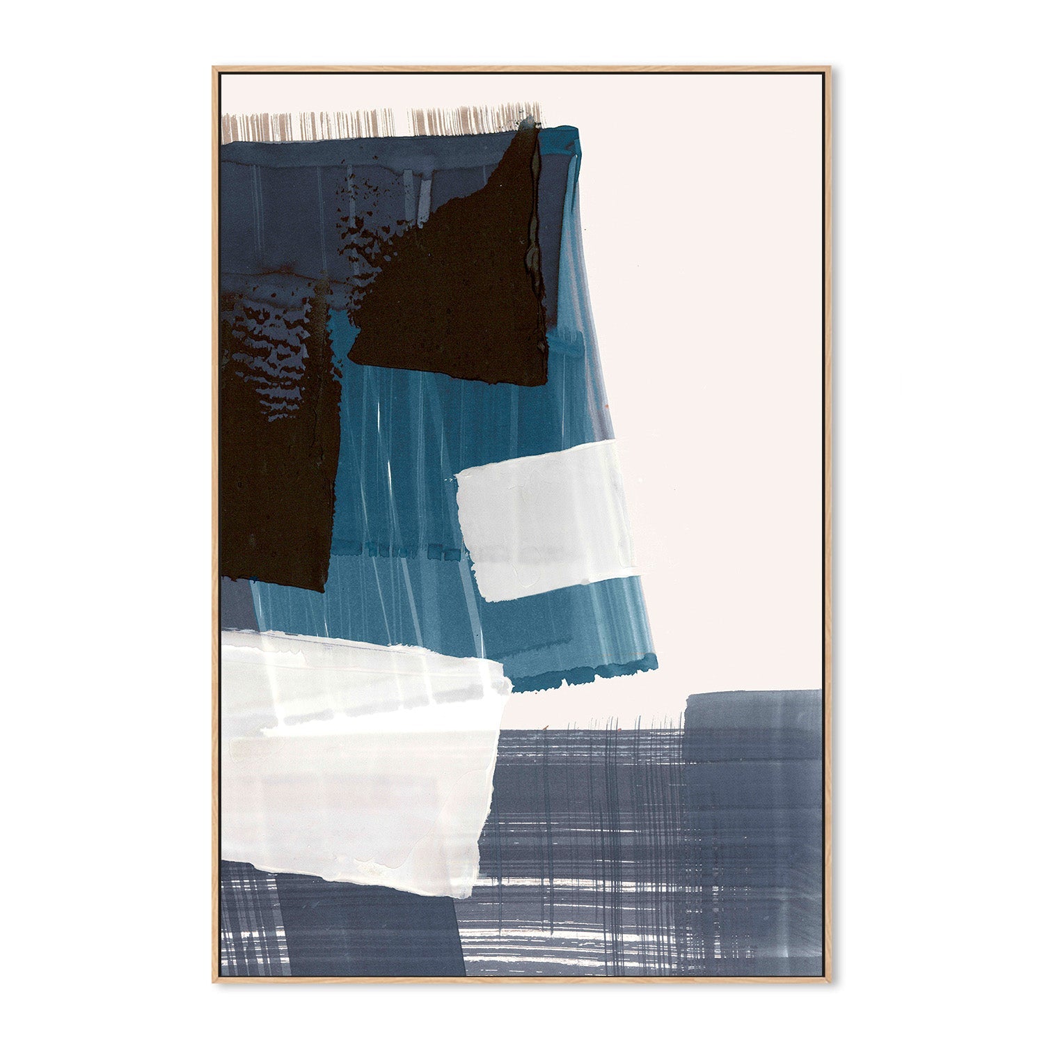wall-art-print-canvas-poster-framed-Geometric Harmony in Blue and Black-4