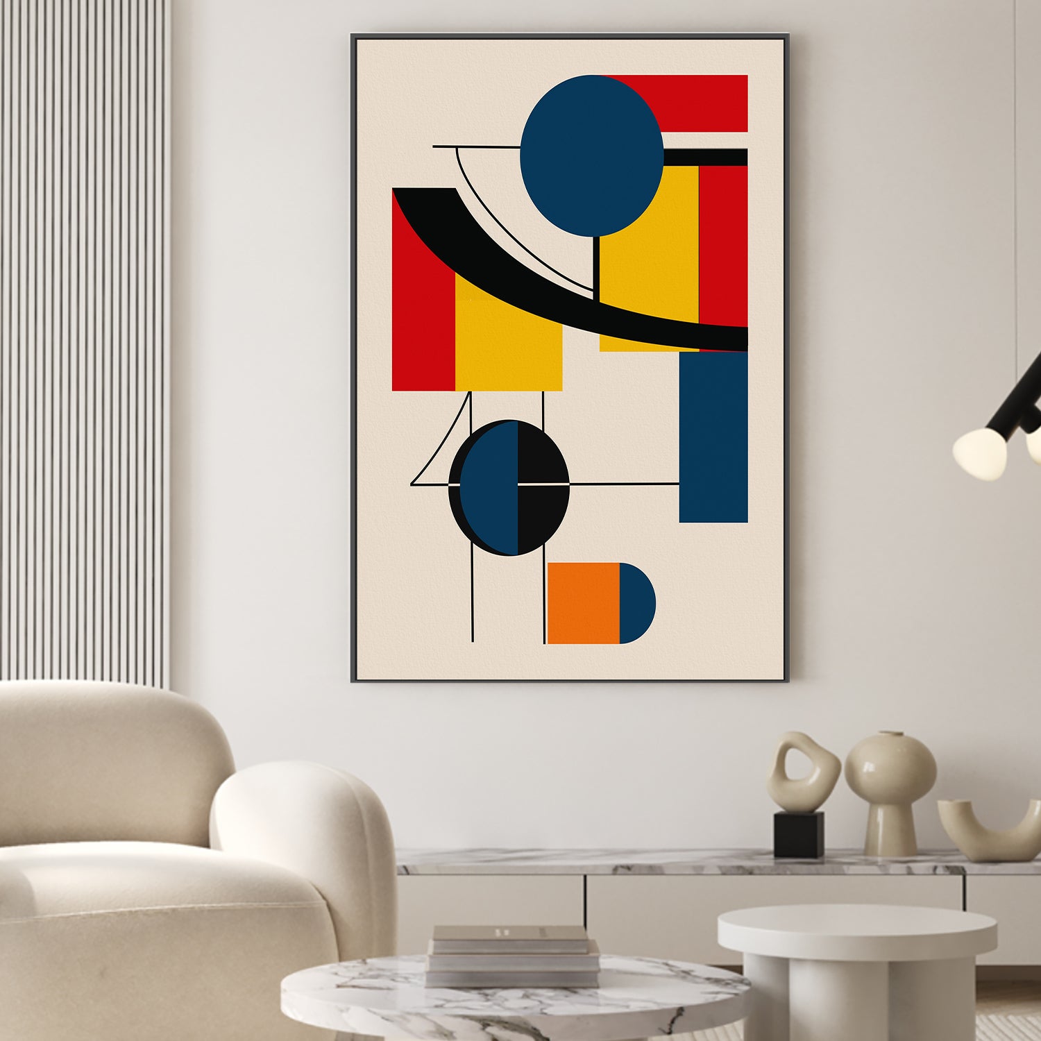wall-art-print-canvas-poster-framed-Geometric Shapes In Bold Primary Colors-2