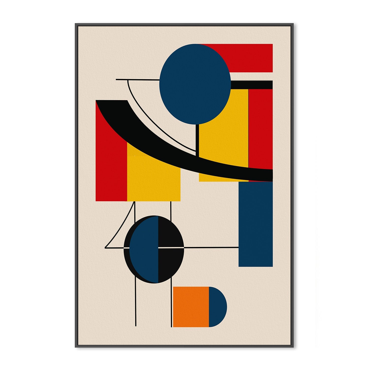 wall-art-print-canvas-poster-framed-Geometric Shapes In Bold Primary Colors-3