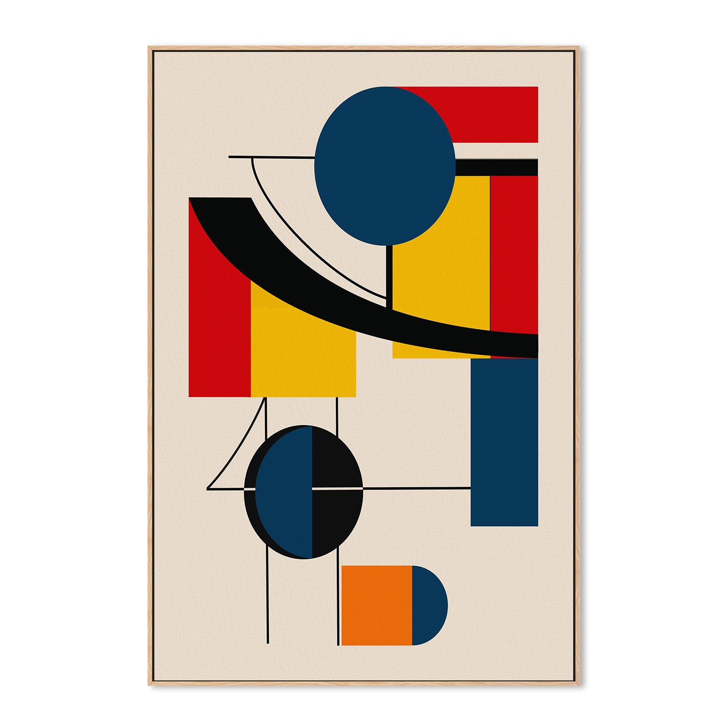 wall-art-print-canvas-poster-framed-Geometric Shapes In Bold Primary Colors-4