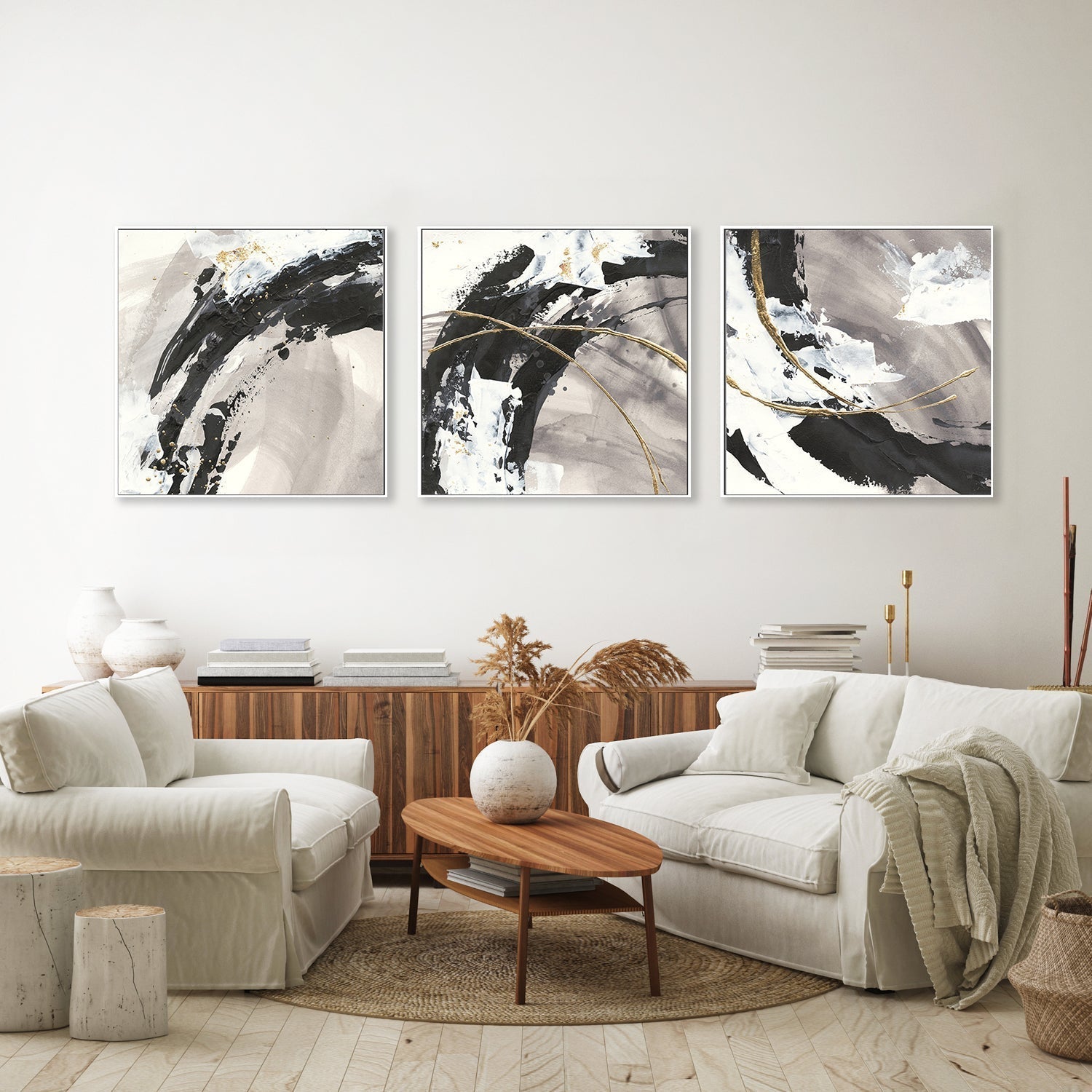 wall-art-print-canvas-poster-framed-Gilded Arcs, Set of 3-by-Chris Paschke-Gioia Wall Art