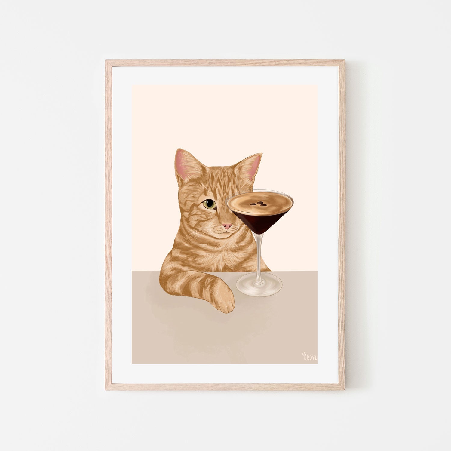 wall-art-print-canvas-poster-framed-Ginger Cat with Espresso Martini Cocktail-6