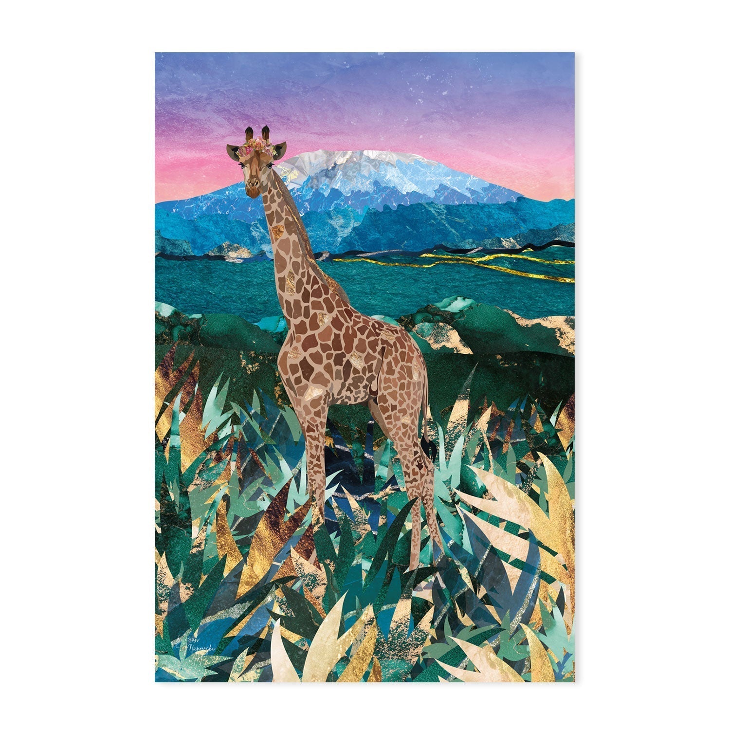 wall-art-print-canvas-poster-framed-Giraffe In The Savannah , By Sarah Manovski-GIOIA-WALL-ART
