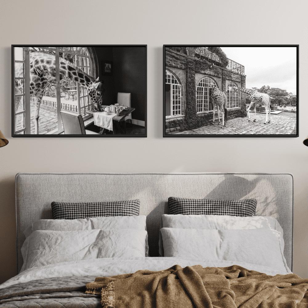 wall-art-print-canvas-poster-framed-Giraffes Invited, Set Of 2-by-Plus X Studio-Gioia Wall Art