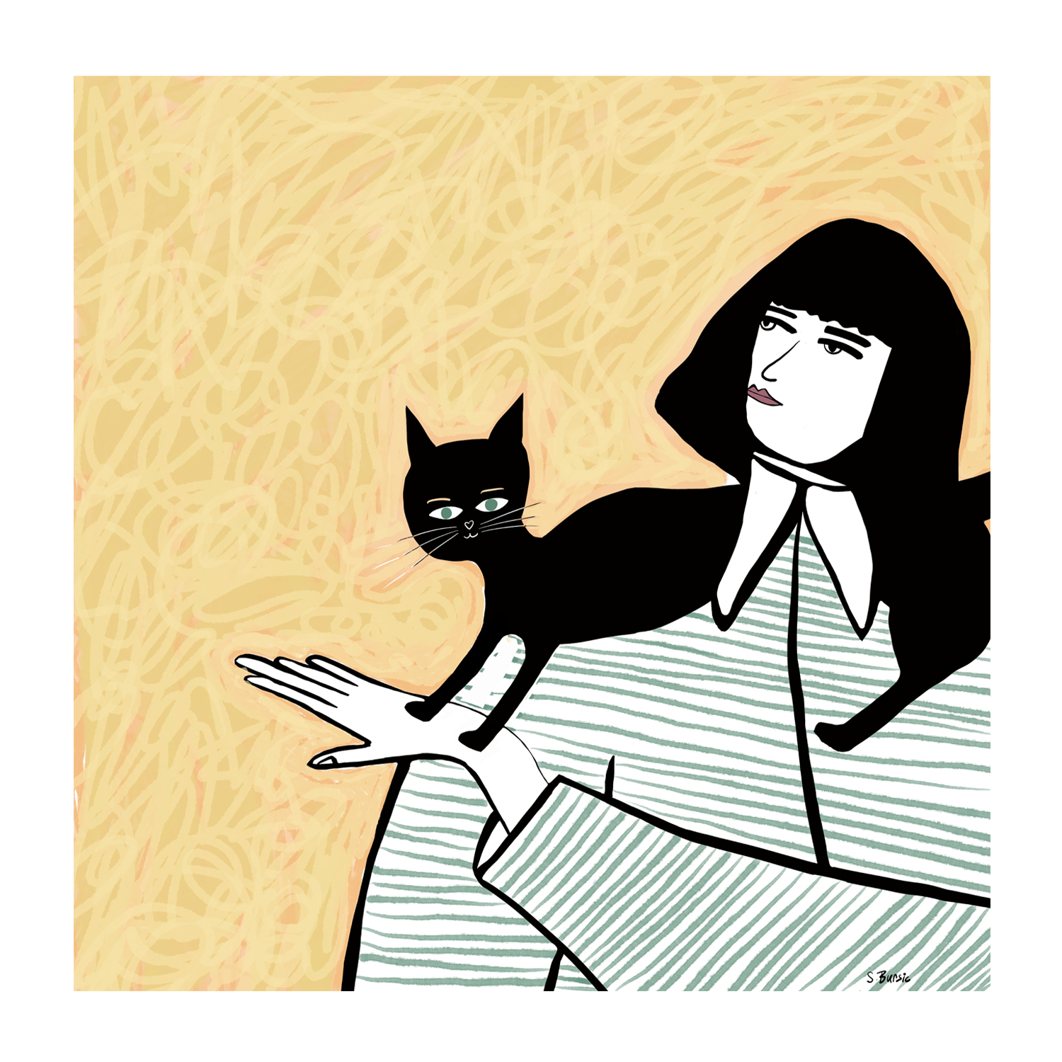 wall-art-print-canvas-poster-framed-Girl And Cat , By Sharyn Bursic-1