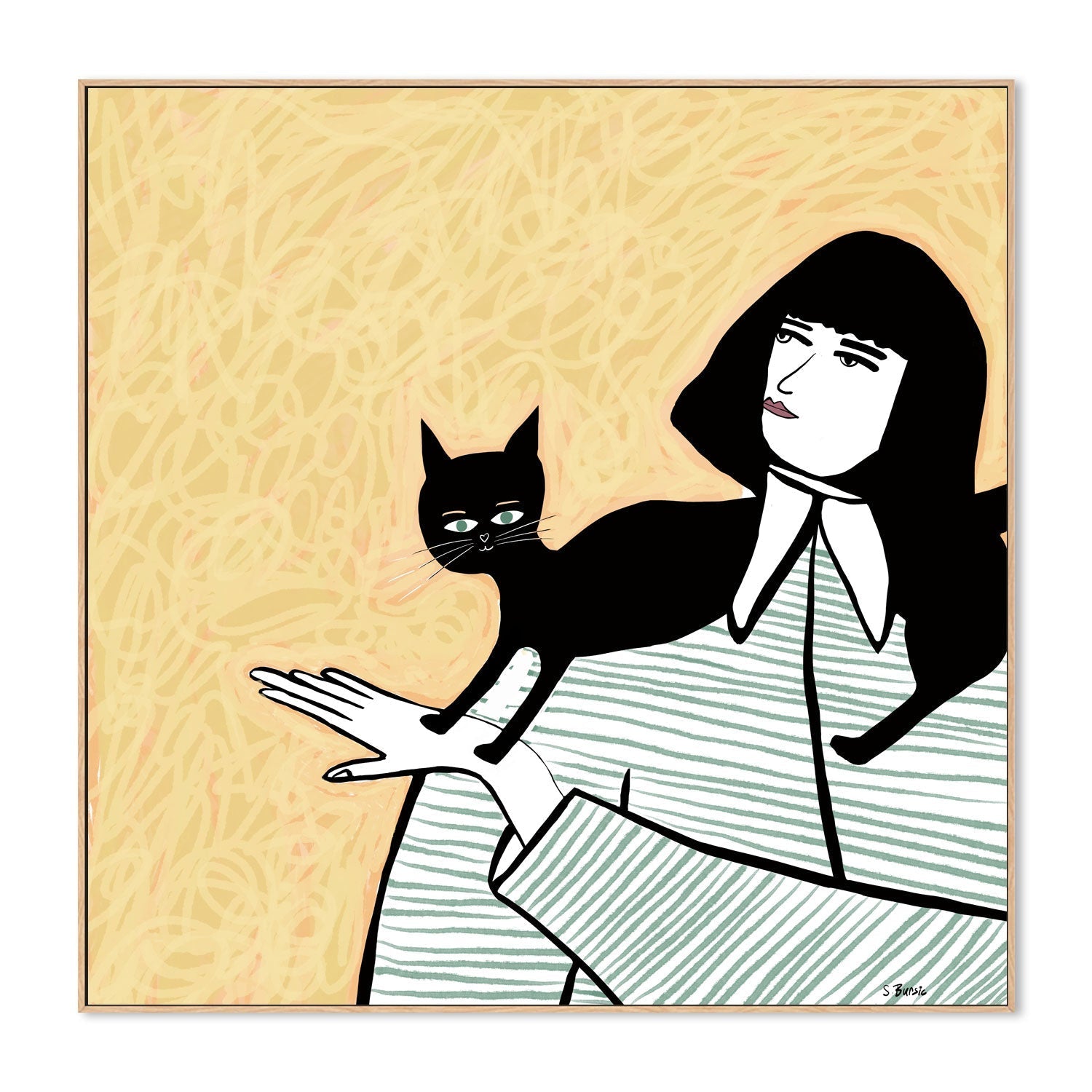 wall-art-print-canvas-poster-framed-Girl And Cat , By Sharyn Bursic-4
