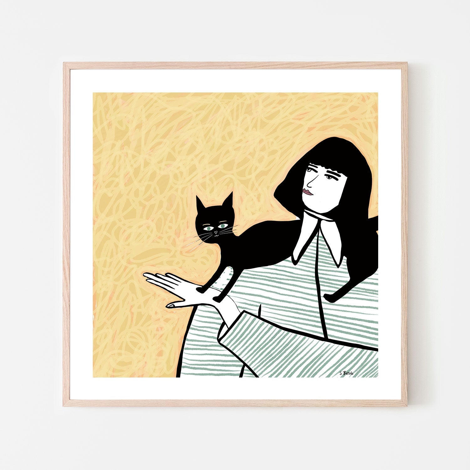 wall-art-print-canvas-poster-framed-Girl And Cat , By Sharyn Bursic-6