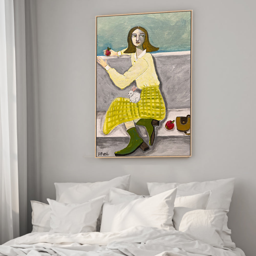 wall-art-print-canvas-poster-framed-Girl And Her Rabbit , By Sharyn Bursic-2