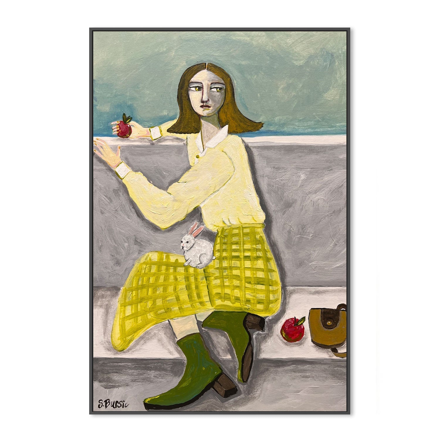 wall-art-print-canvas-poster-framed-Girl And Her Rabbit , By Sharyn Bursic-3