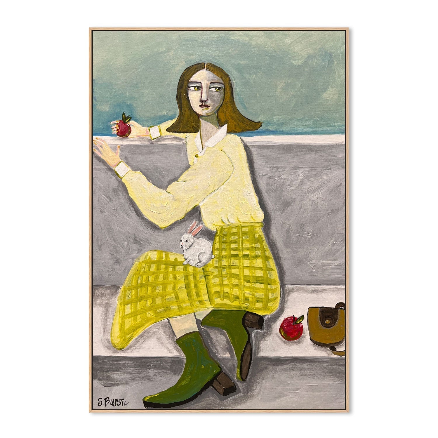 wall-art-print-canvas-poster-framed-Girl And Her Rabbit , By Sharyn Bursic-4