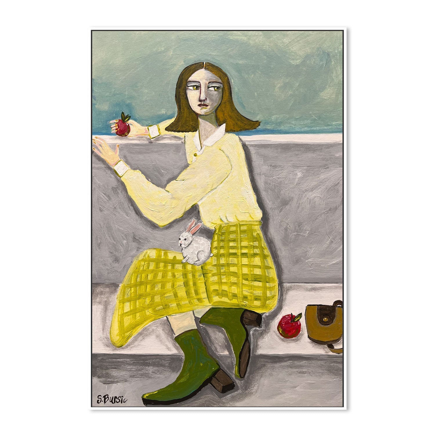 wall-art-print-canvas-poster-framed-Girl And Her Rabbit , By Sharyn Bursic-5