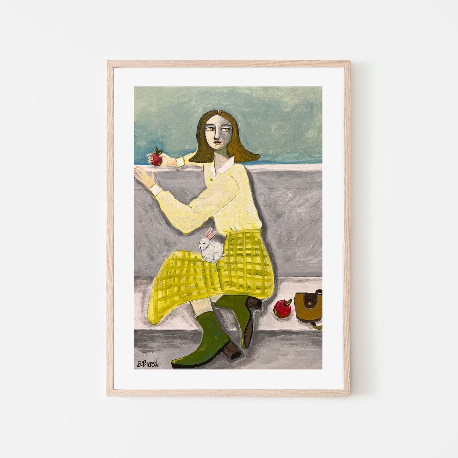 wall-art-print-canvas-poster-framed-Girl And Her Rabbit , By Sharyn Bursic-6