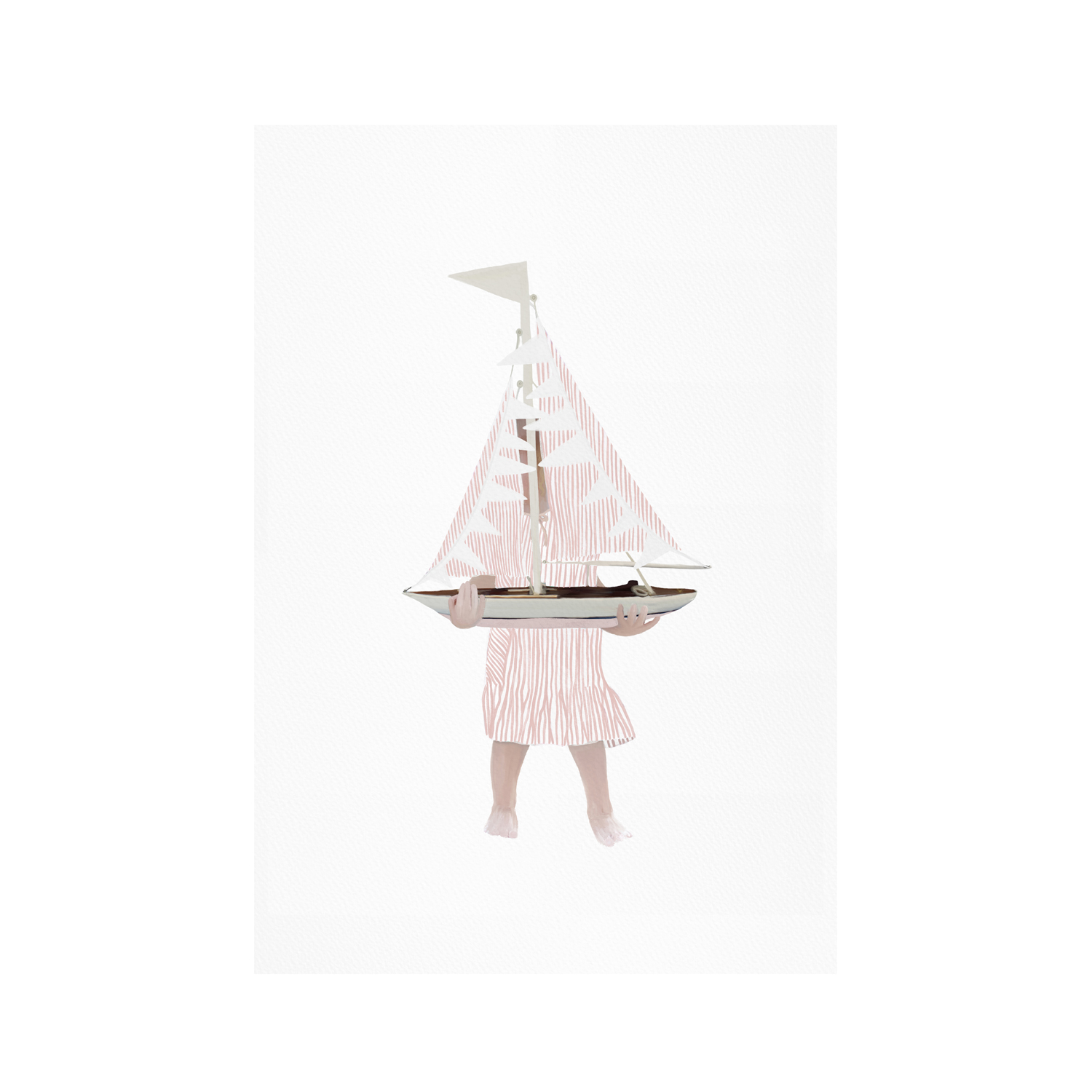 wall-art-print-canvas-poster-framed-Girl Holding Saiboat Pink , By Leah Straatsma-1