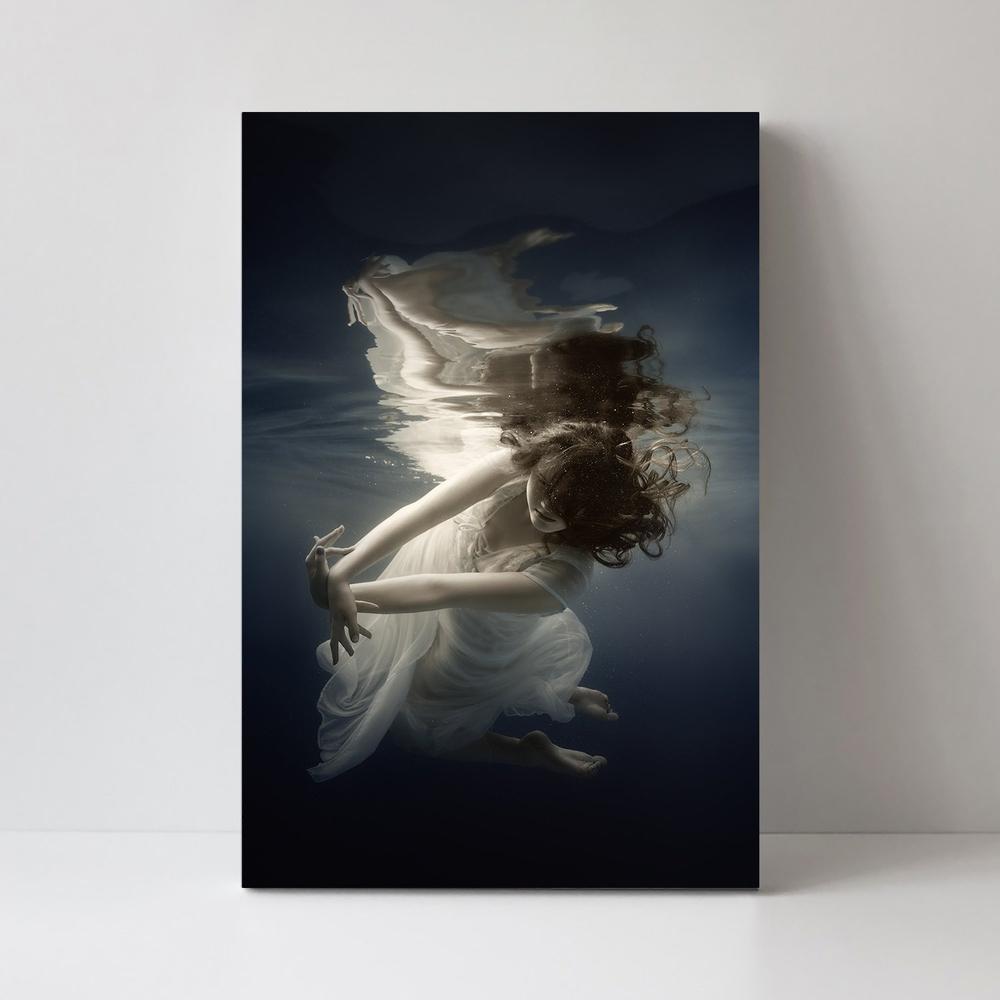 wall-art-print-canvas-poster-framed-Girl In The Dress Underwater, By Dmitry Laudin-by-Plus X Studio-Gioia Wall Art