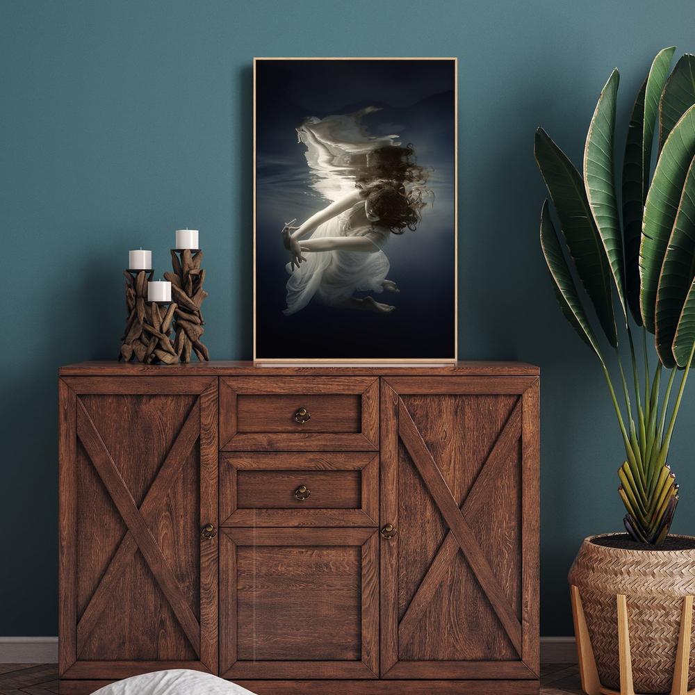 wall-art-print-canvas-poster-framed-Girl In The Dress Underwater, By Dmitry Laudin-by-Plus X Studio-Gioia Wall Art