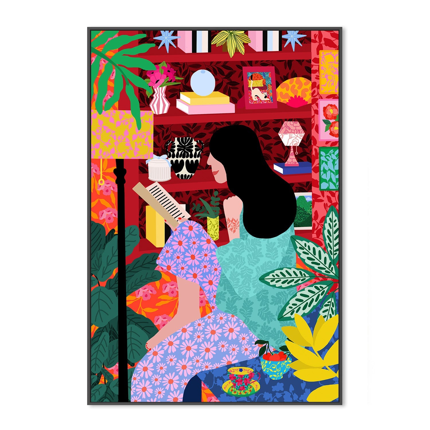 wall-art-print-canvas-poster-framed-Girl Reading Her Favorite Book-3