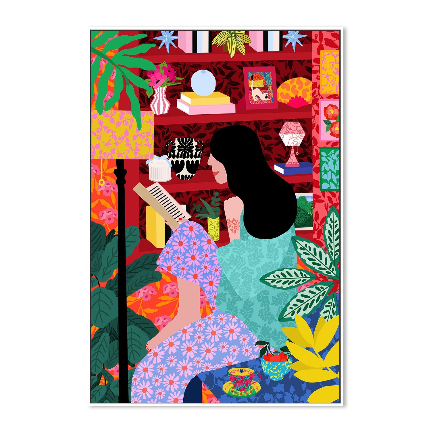 wall-art-print-canvas-poster-framed-Girl Reading Her Favorite Book-5